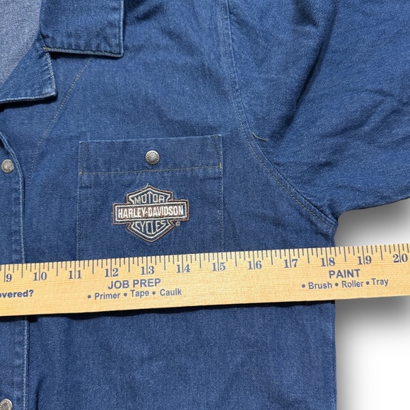 Vintage Harley Davidson Denim Button Down Crop Top Tie Waist  - Medium - Picture 5 of 7